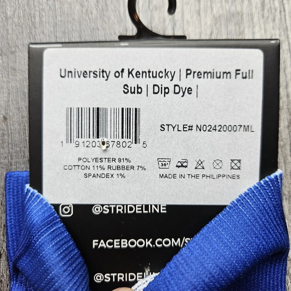 Strideline Socks UK University Of Kentucky Dip Dye NEW Medium
